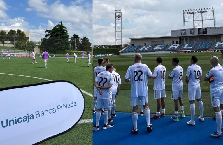 Clientes de Unicaja visitan la Ciudad Deportiva del Real Madrid y disfrutan de una mañana de fútbol